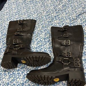 Women’s Black Buckle Mid-Calf Boots